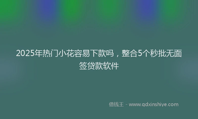 2025年热门小花容易下款吗，整合5个秒批无面签贷款软件