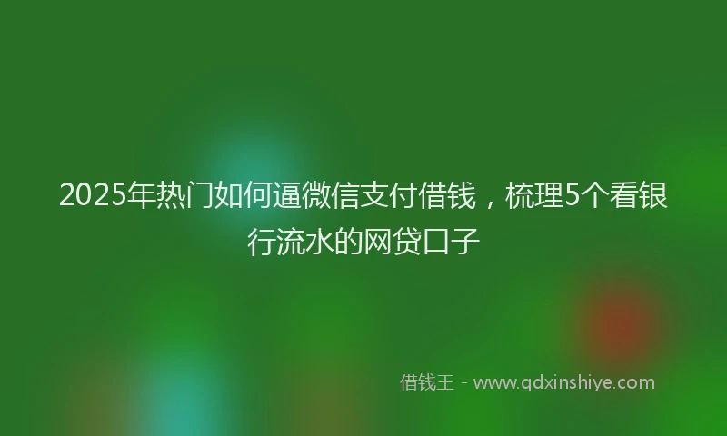 2025年热门如何逼微信支付借钱，梳理5个看银行流水的网贷口子