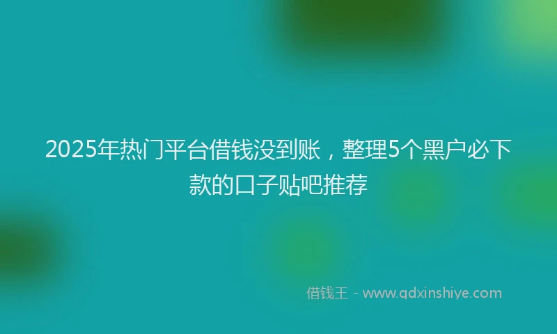 2025年热门平台借钱没到账，整理5个黑户必下款的口子贴吧推荐