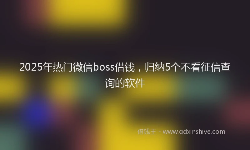 2025年热门微信boss借钱，归纳5个不看征信查询的软件