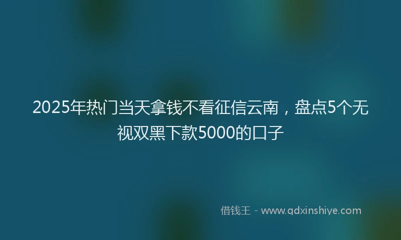 2025年热门当天拿钱不看征信云南，盘点5个无视双黑下款5000的口子