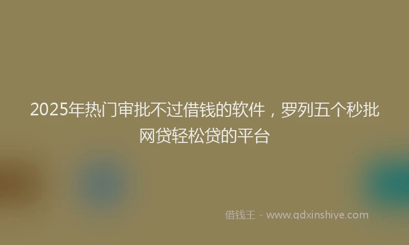 2025年热门审批不过借钱的软件，罗列五个秒批网贷轻松贷的平台