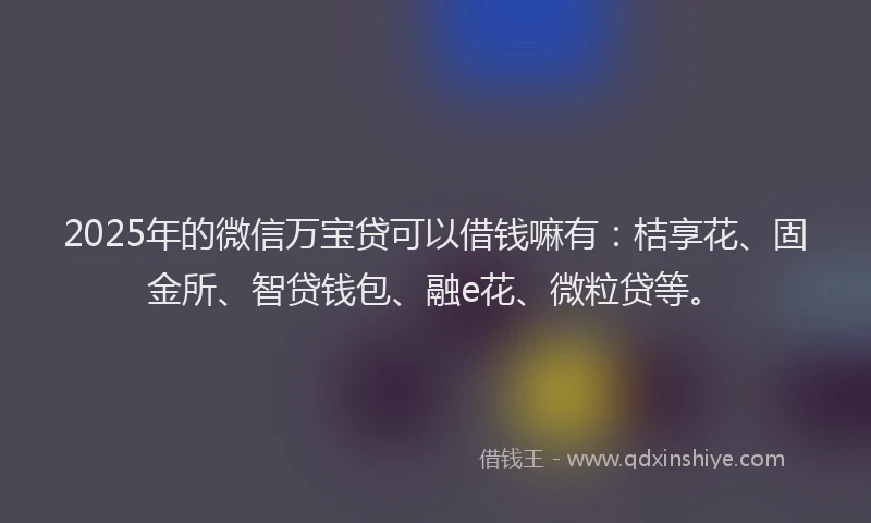 2025年的微信万宝贷可以借钱嘛有：桔享花、固金所、智贷钱包、融e花、微粒贷等。