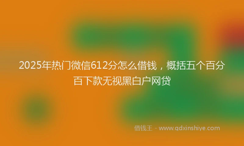 2025年热门微信612分怎么借钱，概括五个百分百下款无视黑白户网贷