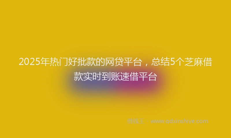 2025年热门好批款的网贷平台，总结5个芝麻借款实时到账速借平台