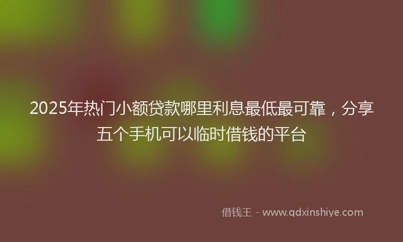 2025年热门小额贷款哪里利息最低最可靠，分享五个手机可以临时借钱的平台