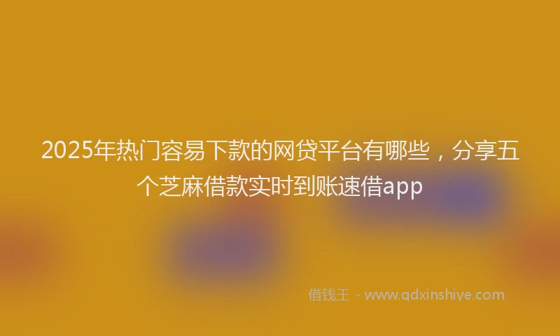 2025年热门容易下款的网贷平台有哪些，分享五个芝麻借款实时到账速借app