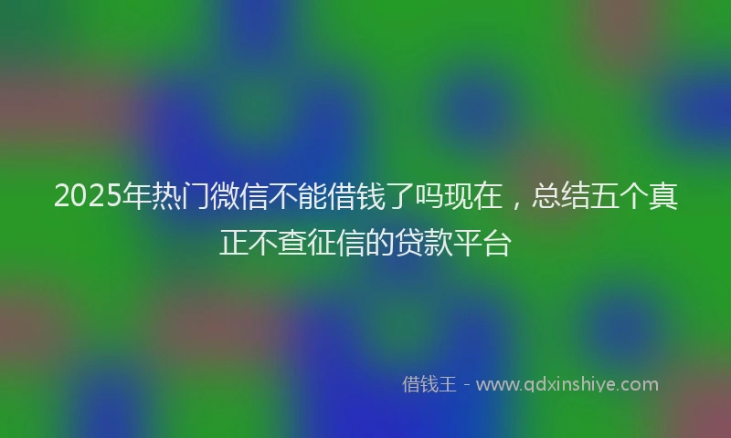 2025年热门微信不能借钱了吗现在，总结五个真正不查征信的贷款平台