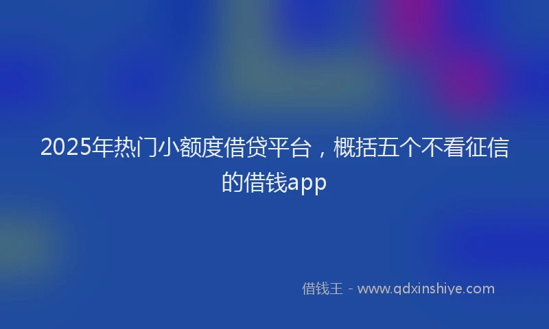 2025年热门小额度借贷平台，概括五个不看征信的借钱app