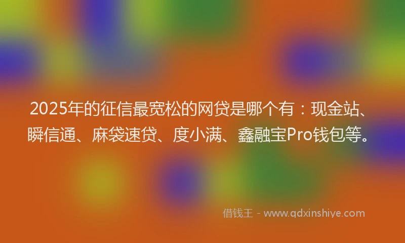 2025年的征信最宽松的网贷是哪个有：现金站、瞬信通、麻袋速贷、度小满、鑫融宝Pro钱包等。