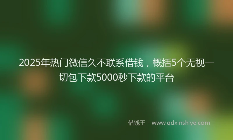 2025年热门微信久不联系借钱，概括5个无视一切包下款5000秒下款的平台