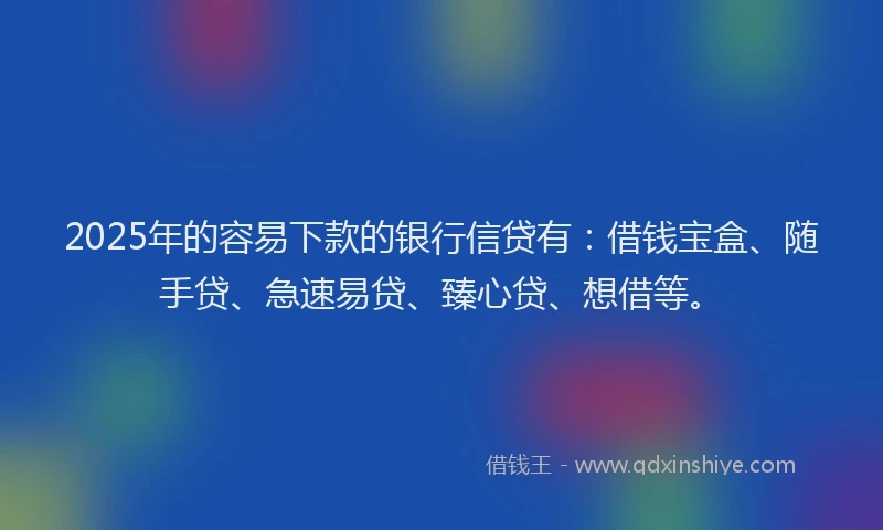 2025年的容易下款的银行信贷有：借钱宝盒、随手贷、急速易贷、臻心贷、想借等。