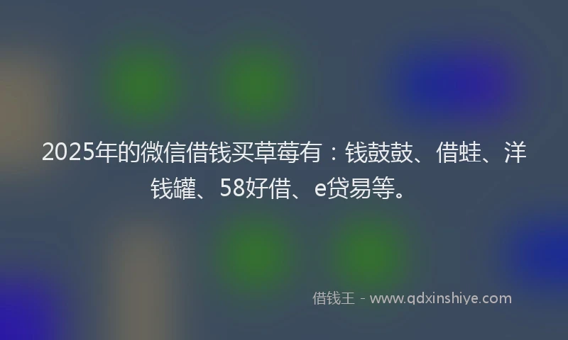 2025年的微信借钱买草莓有：钱鼓鼓、借蛙、洋钱罐、58好借、e贷易等。