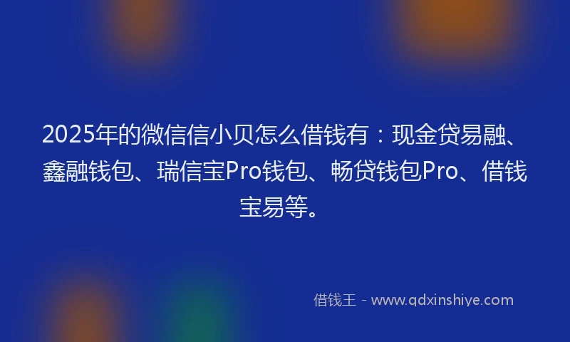 2025年的微信信小贝怎么借钱有：现金贷易融、鑫融钱包、瑞信宝Pro钱包、畅贷钱包Pro、借钱宝易等。