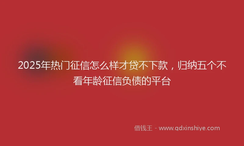 2025年热门征信怎么样才贷不下款，归纳五个不看年龄征信负债的平台