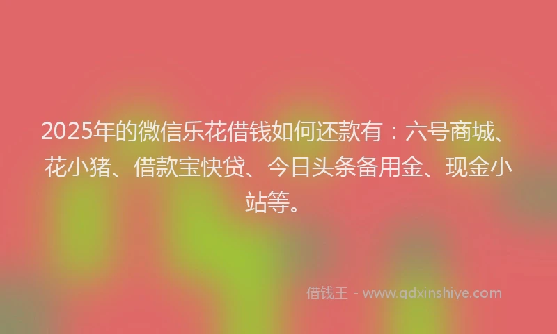 2025年的微信乐花借钱如何还款有：六号商城、花小猪、借款宝快贷、今日头条备用金、现金小站等。