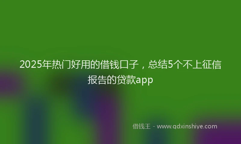 2025年热门好用的借钱口子，总结5个不上征信报告的贷款app