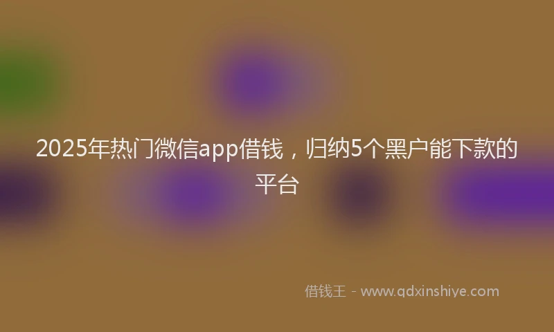 2025年热门微信app借钱，归纳5个黑户能下款的平台