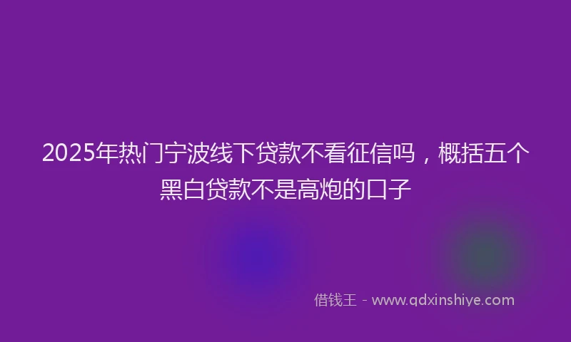 2025年热门宁波线下贷款不看征信吗，概括五个黑白贷款不是高炮的口子
