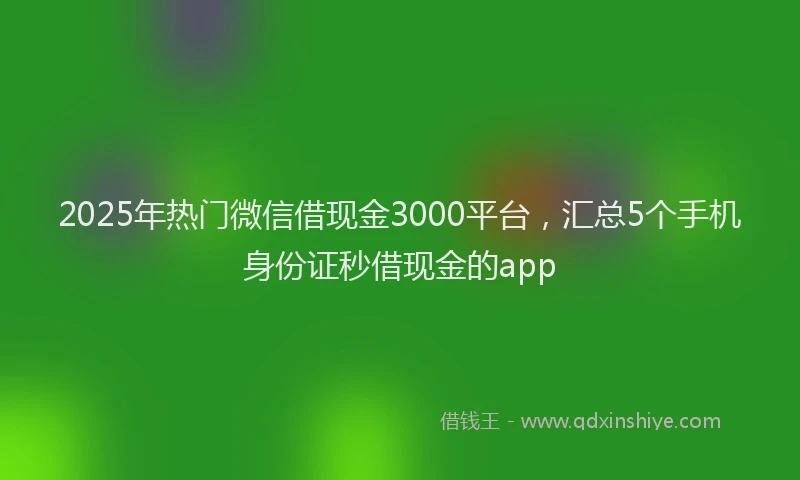 2025年热门微信借现金3000平台，汇总5个手机身份证秒借现金的app