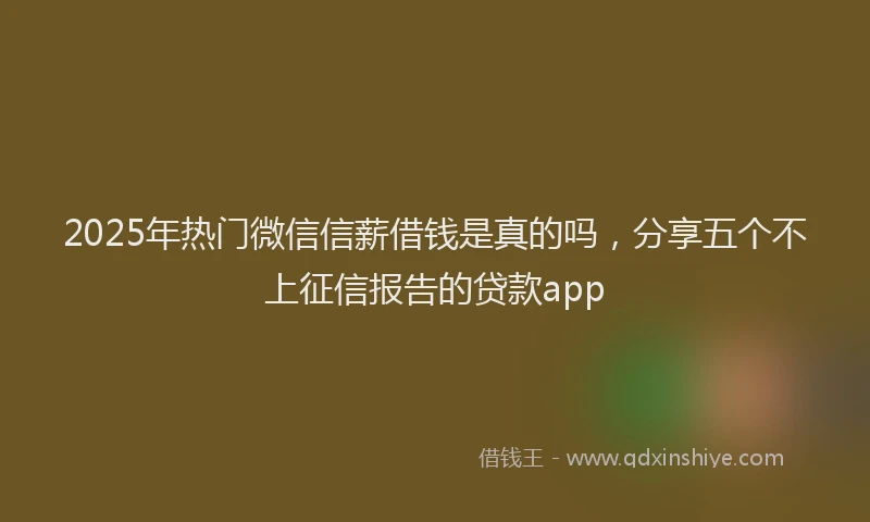 2025年热门微信信薪借钱是真的吗，分享五个不上征信报告的贷款app