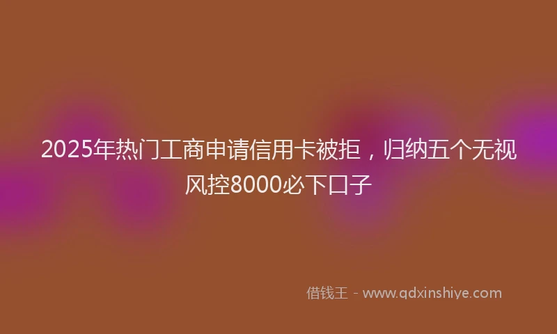 2025年热门工商申请信用卡被拒，归纳五个无视风控8000必下口子