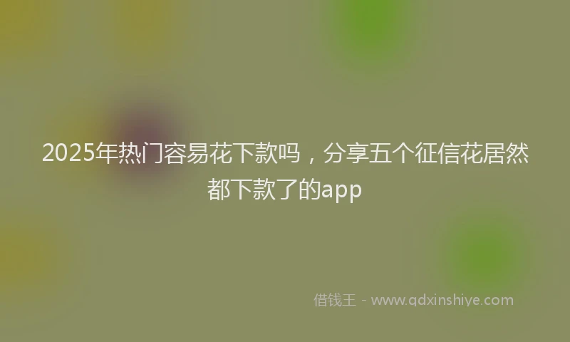 2025年热门容易花下款吗，分享五个征信花居然都下款了的app