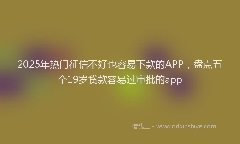 2025年热门征信不好也容易下款的APP，盘点五个19岁贷款容易过审批的app
