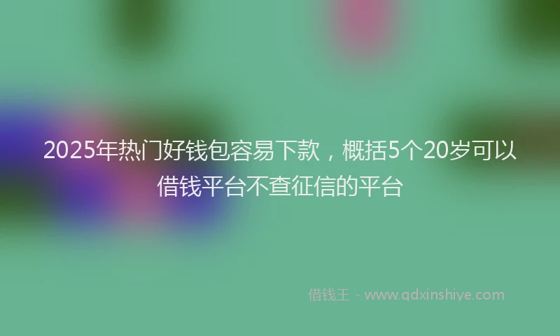 2025年热门好钱包容易下款，概括5个20岁可以借钱平台不查征信的平台
