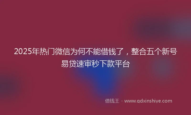 2025年热门微信为何不能借钱了，整合五个新号易贷速审秒下款平台