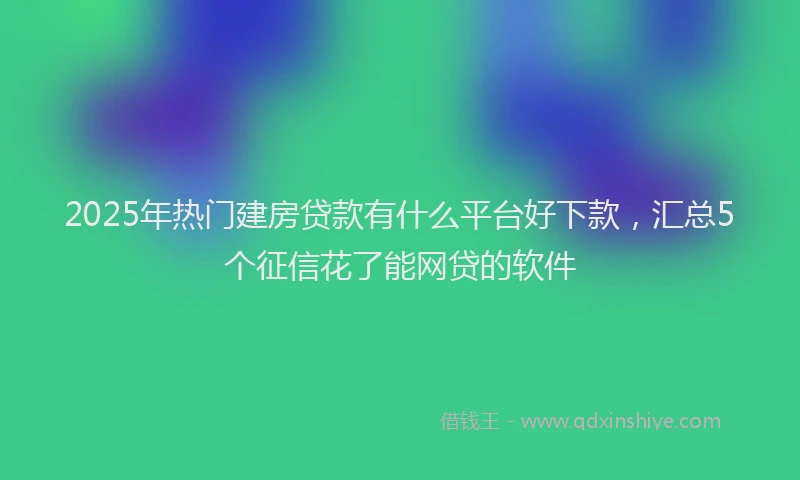 2025年热门建房贷款有什么平台好下款，汇总5个征信花了能网贷的软件