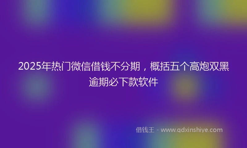 2025年热门微信借钱不分期，概括五个高炮双黑逾期必下款软件