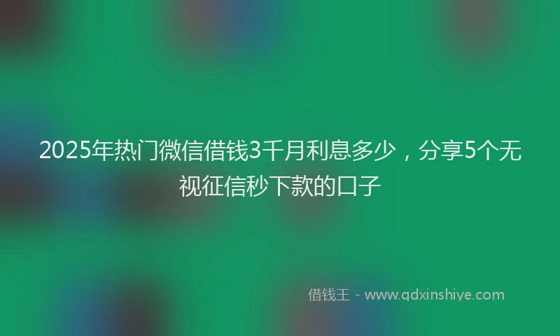 2025年热门微信借钱3千月利息多少，分享5个无视征信秒下款的口子