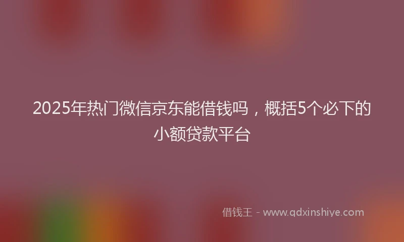 2025年热门微信京东能借钱吗，概括5个必下的小额贷款平台