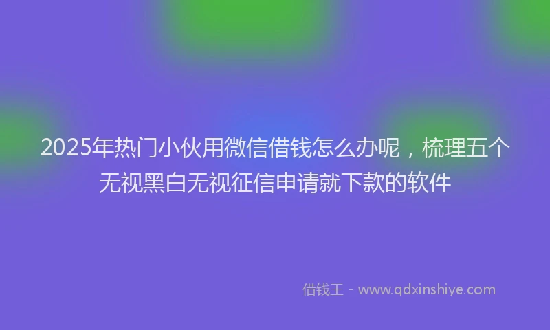 2025年热门小伙用微信借钱怎么办呢，梳理五个无视黑白无视征信申请就下款的软件