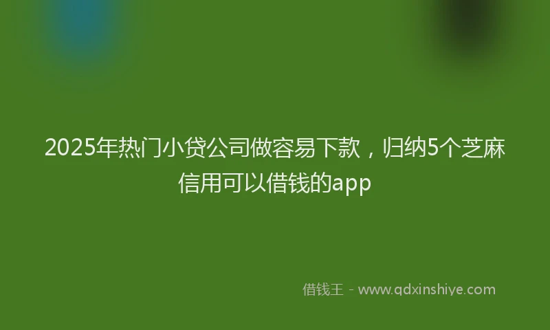 2025年热门小贷公司做容易下款，归纳5个芝麻信用可以借钱的app