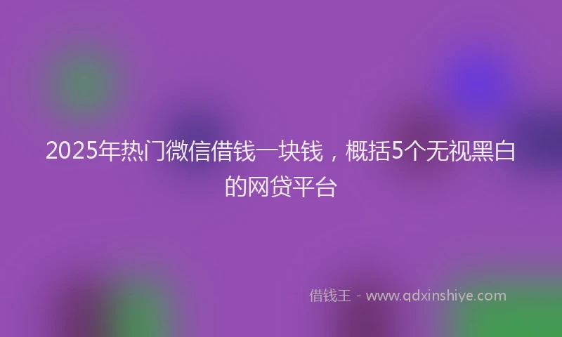 2025年热门微信借钱一块钱，概括5个无视黑白的网贷平台