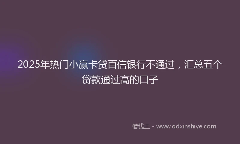 2025年热门小赢卡贷百信银行不通过，汇总五个贷款通过高的口子