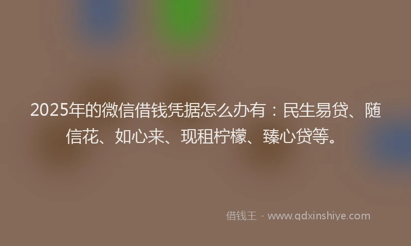 2025年的微信借钱凭据怎么办有：民生易贷、随信花、如心来、现租柠檬、臻心贷等。