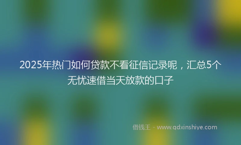 2025年热门如何贷款不看征信记录呢，汇总5个无忧速借当天放款的口子