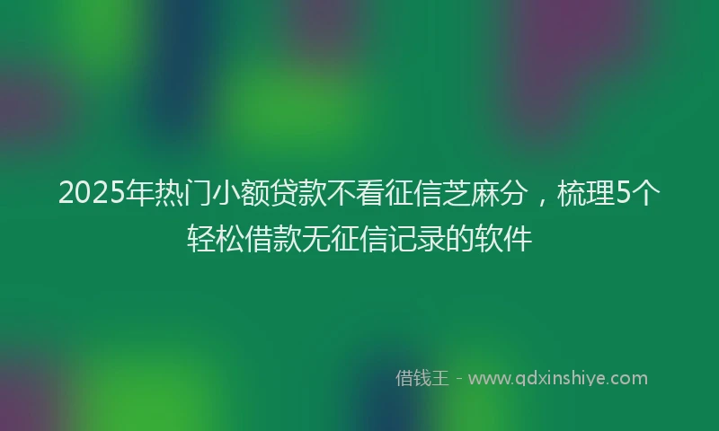2025年热门小额贷款不看征信芝麻分，梳理5个轻松借款无征信记录的软件