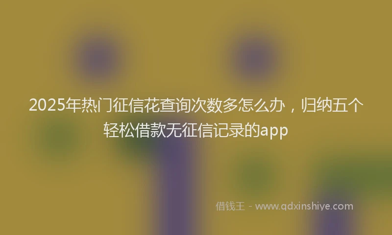 2025年热门征信花查询次数多怎么办，归纳五个轻松借款无征信记录的app