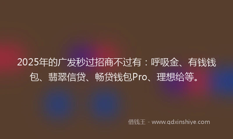 2025年的广发秒过招商不过有：呼吸金、有钱钱包、翡翠信贷、畅贷钱包Pro、理想给等。
