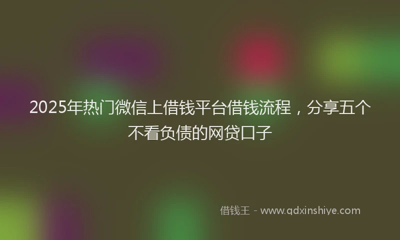 2025年热门微信上借钱平台借钱流程，分享五个不看负债的网贷口子