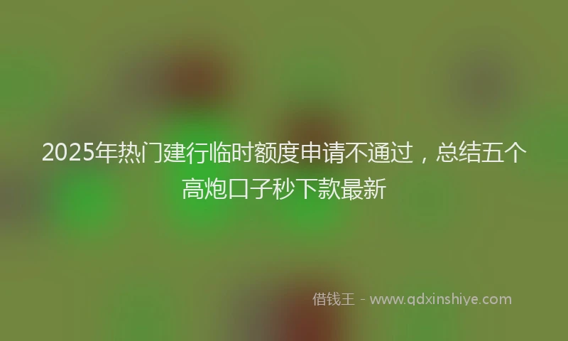 2025年热门建行临时额度申请不通过，总结五个高炮口子秒下款最新