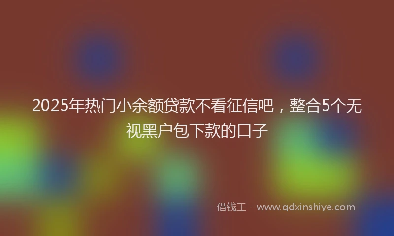 2025年热门小余额贷款不看征信吧，整合5个无视黑户包下款的口子