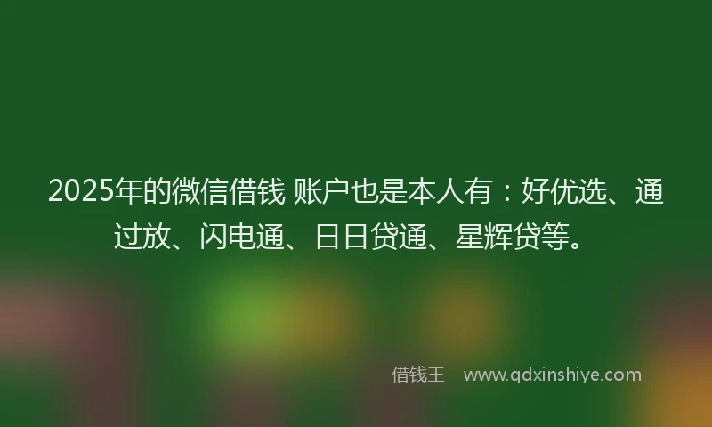 2025年的微信借钱 账户也是本人有：好优选、通过放、闪电通、日日贷通、星辉贷等。