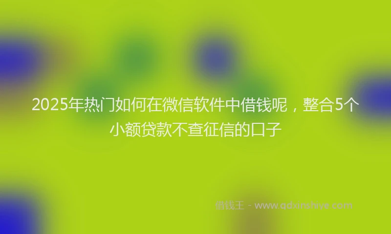 2025年热门如何在微信软件中借钱呢，整合5个小额贷款不查征信的口子
