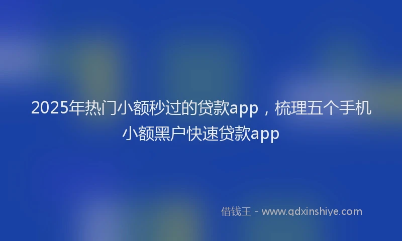 2025年热门小额秒过的贷款app，梳理五个手机小额黑户快速贷款app
