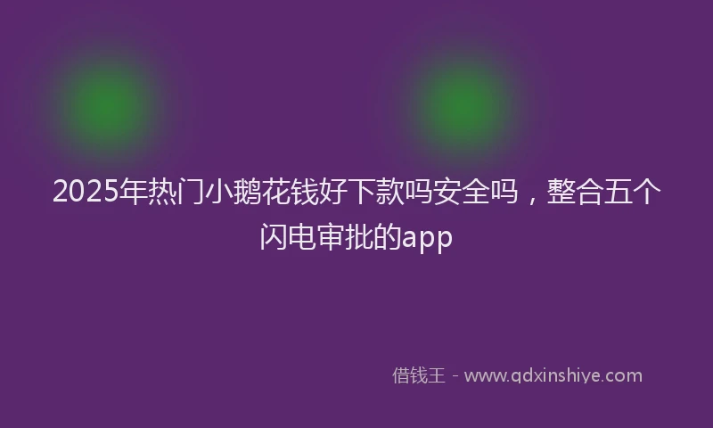 2025年热门小鹅花钱好下款吗安全吗，整合五个闪电审批的app